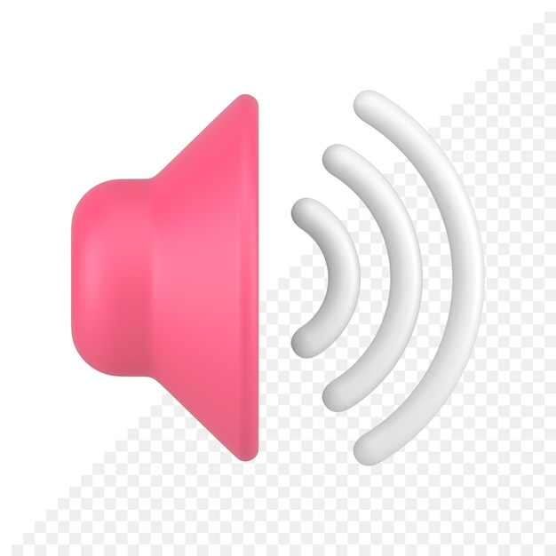 Pink glossy sound speaker with volume wave promo advertising 3d icon realistic template