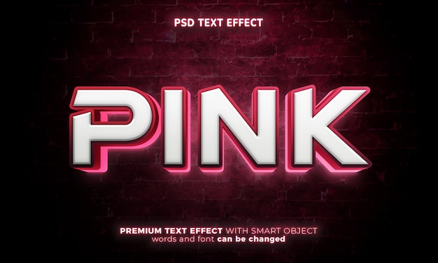 Pink glow 3d editable text effect style