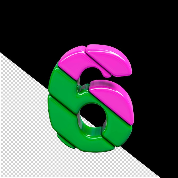 Pink and green plastic 3d symbol number