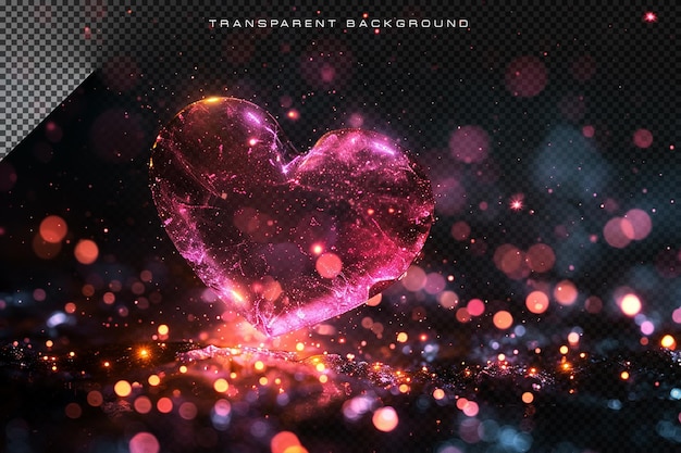 PSD pink heart bokeh in transparent background