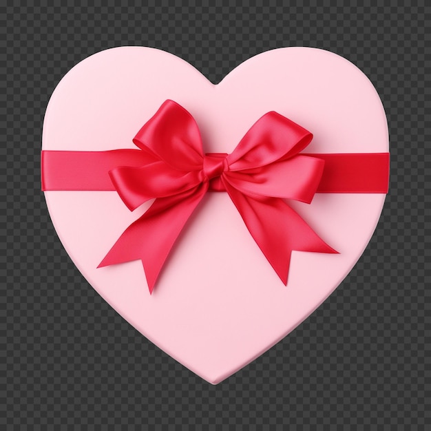 Pink Heart Gift Box With Ribbon For Valentine Isolated on Transparent Background