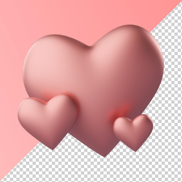 Pink Heart Love Shape Isolated Transparent 3D Rendering