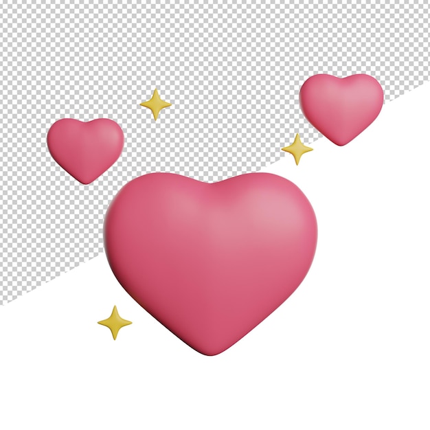 A pink heart with gold stars and a gold glittery border.