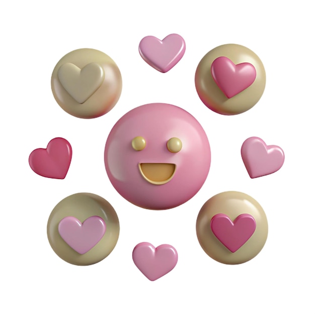 PSD a pink heart with a smile on it