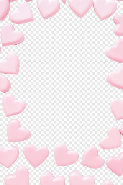 PSD pink hearts on a transparent background