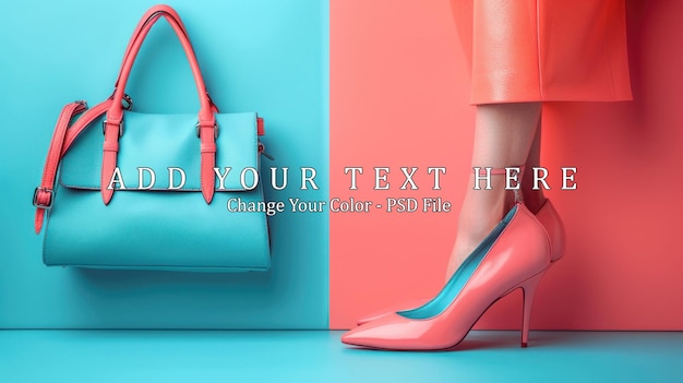 PSD pink heels and blue handbag