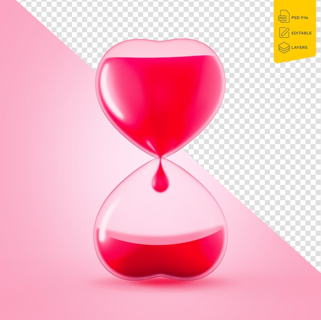 PSD pink hourglass heart donor day blood transfusion 3d illustration