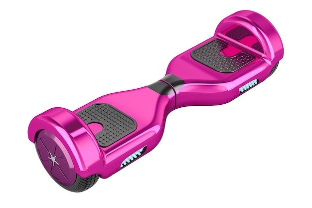 Pink hoverboard or selfbalancing scooter 3D rendering isolated on transparent background