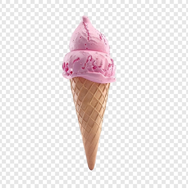 A Pink Ice Cream Cone Isolated on a Transparent Background