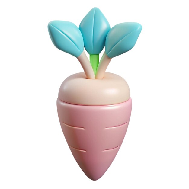 PSD a pink ice cream cone with blue and green flowers on top