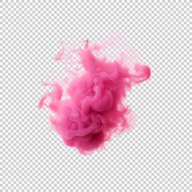 Pink ink flow isolated on transparent background