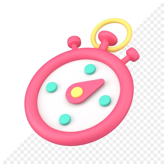 Pink isometric circle analogue timer for accuracy deadline measurement 3d icon design