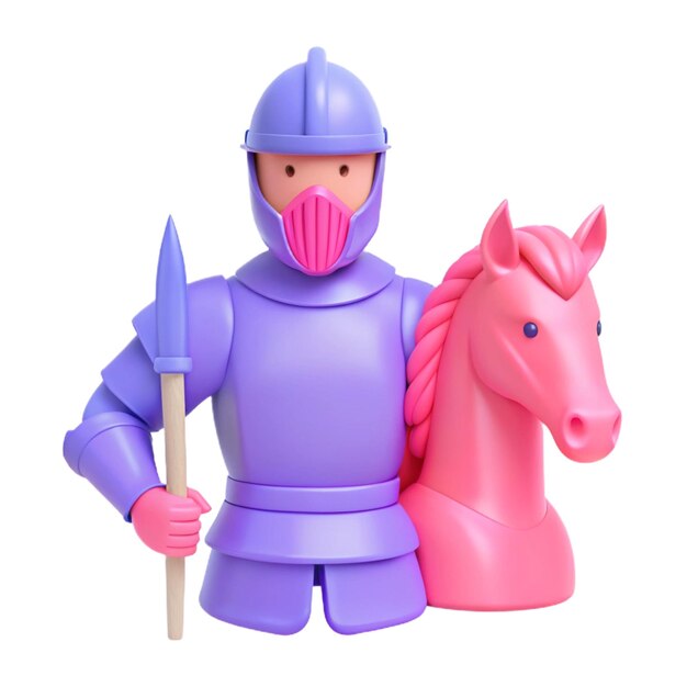 PSD a pink knight with a pink cape and a sword