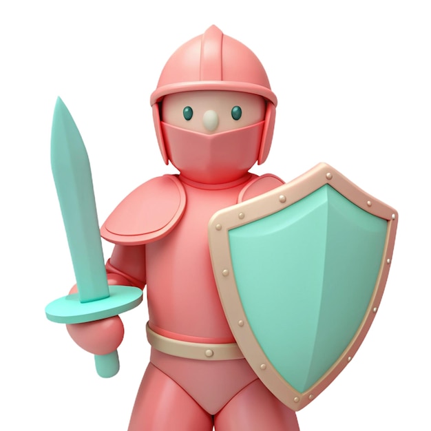 PSD a pink knight with a shield and shield with a sword in the hands