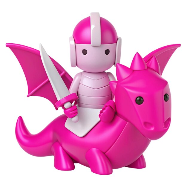 PSD a pink knight with a sword and a pink dragon on it