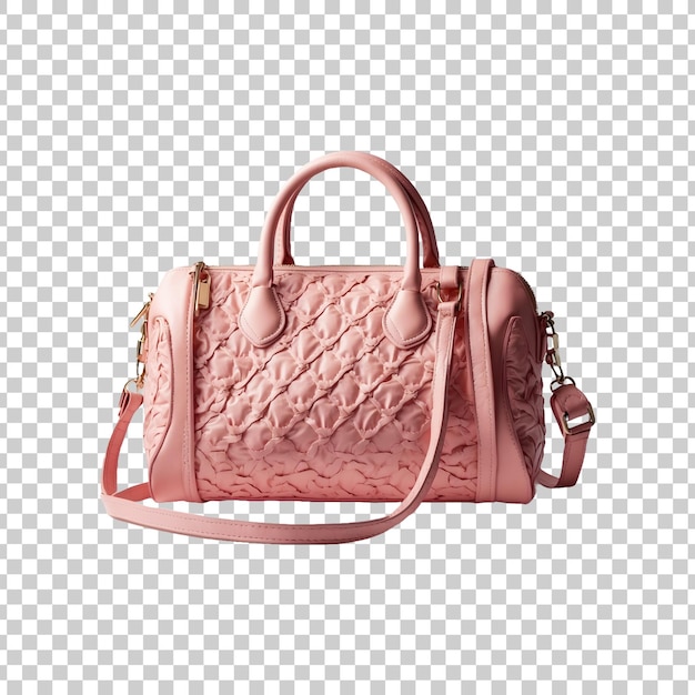 a pink leather handbag with the word quot on it