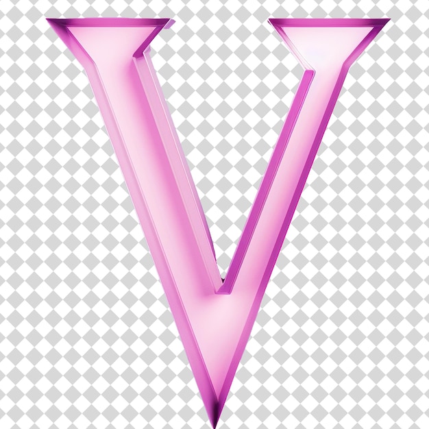 PSD a pink letter v isolated on transparent background psd file