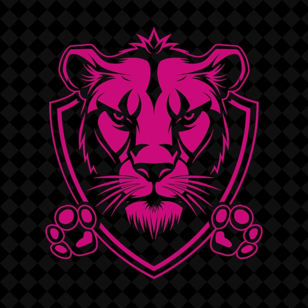 a pink lion with a shield on it