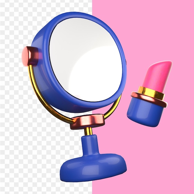 A pink lipstick and a mirror on a pink background