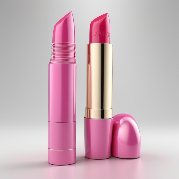 PSD a pink lipstick with a gold top and a pink lip gloss