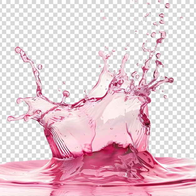 Pink liquid splash isolated on a transparent background