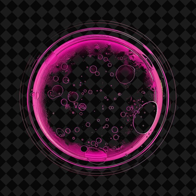 PSD a pink liquid with bubbles in a black background