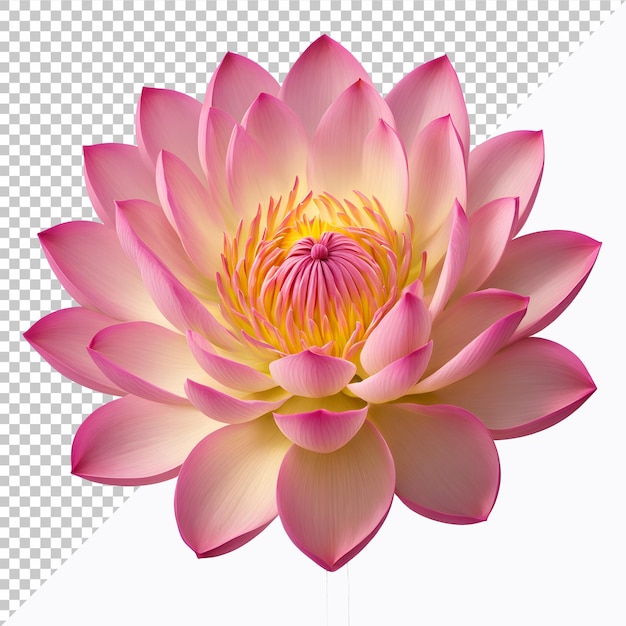 PSD a pink lotus with a yellow flower on a checkered background