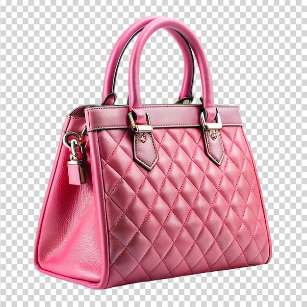 Pink luxury handbag isolated on transparent background