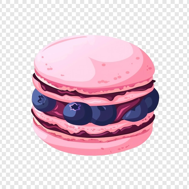 PSD pink macaron with blueberries