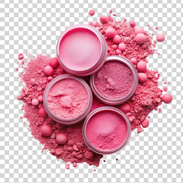 PSD pink makeup powders isolated on transparent background