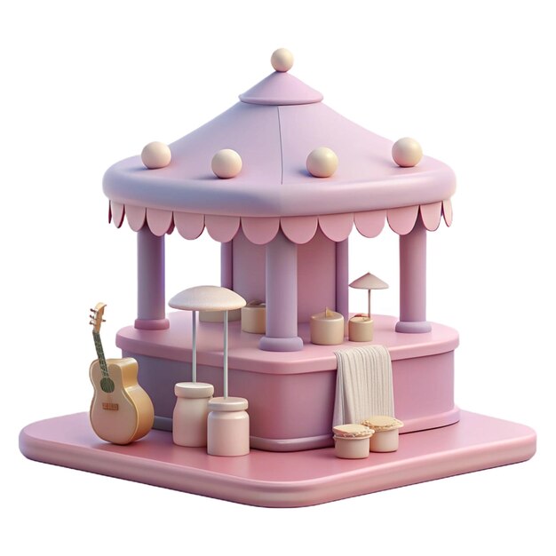 a pink model of a pink gazebo with a white background