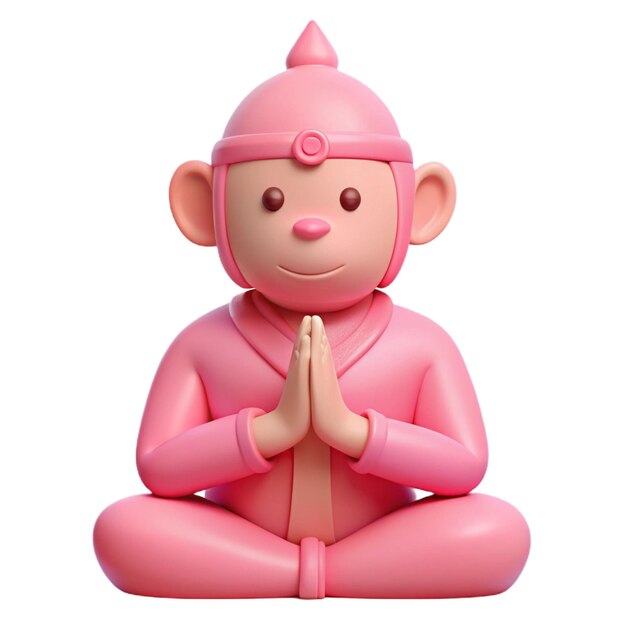 PSD a pink monkey statue with a pink outfit on it