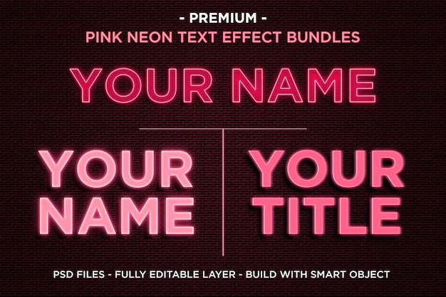 Pink Neon Text Effect Bundles