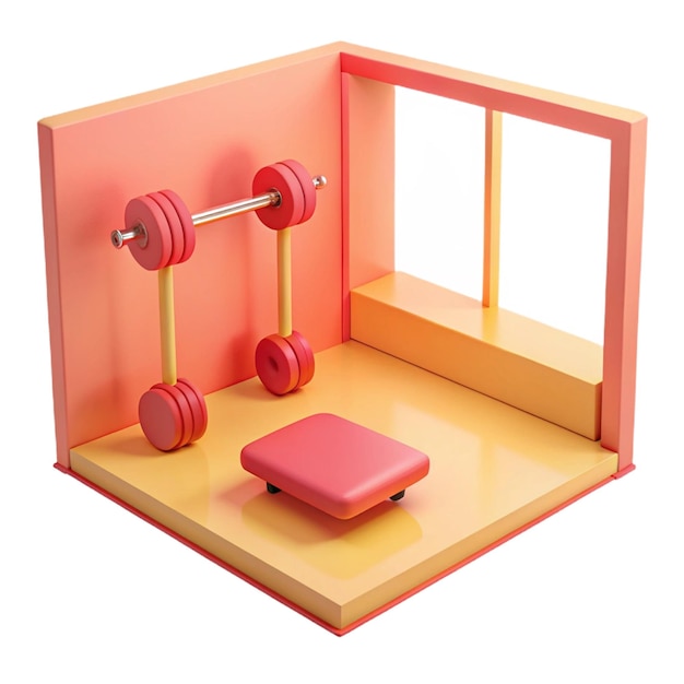 a pink and orange box with the words quot gym quot on it