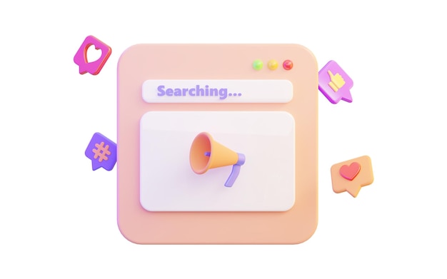 A pink and orange device with a megaphone on it that says search.