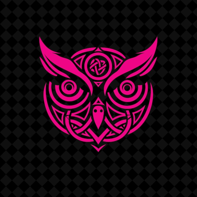 a pink owl with a pattern on its head