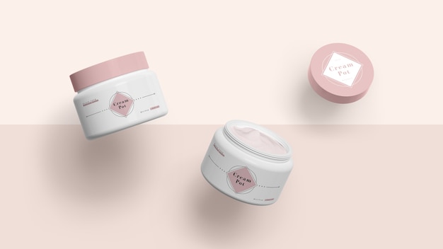 Pink packaging of cosmetic products