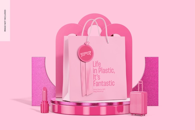 Pink Party Gift Bag Mockup