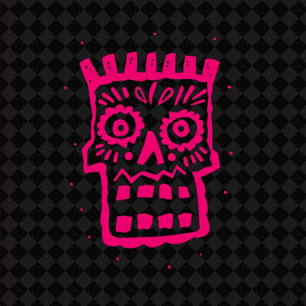 PSD a pink and pink skull with a pink ribbon on it