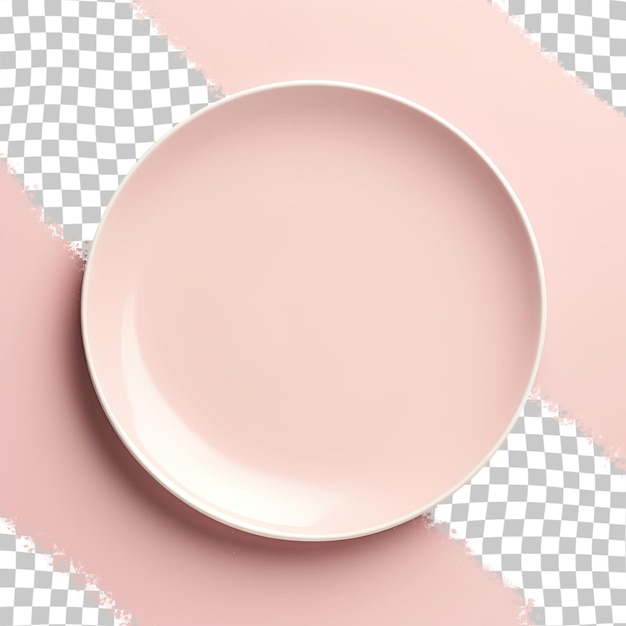 a pink plate with a pink background and a white plate on the bottom.