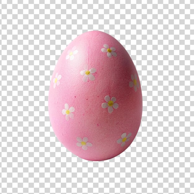 Pink polka dot easter egg with shadow isolated on transparent background