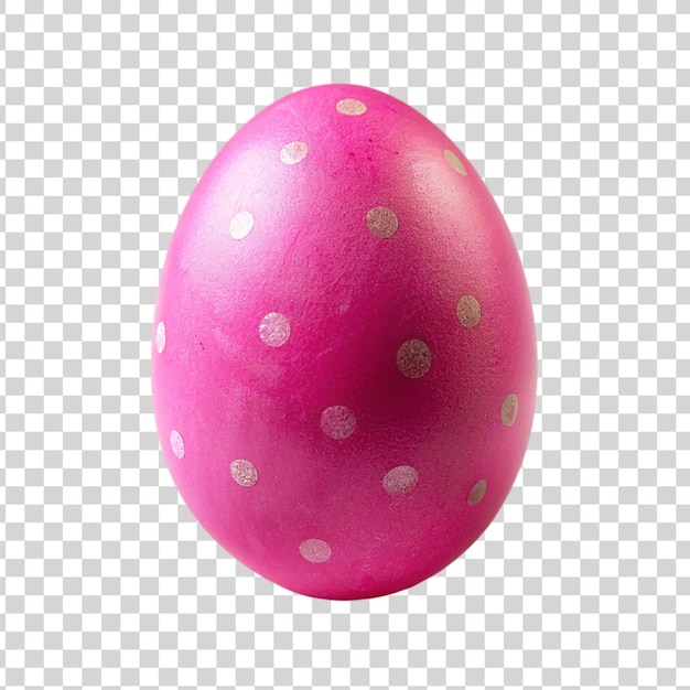 PSD pink polka dot easter egg with shadow isolated on transparent background