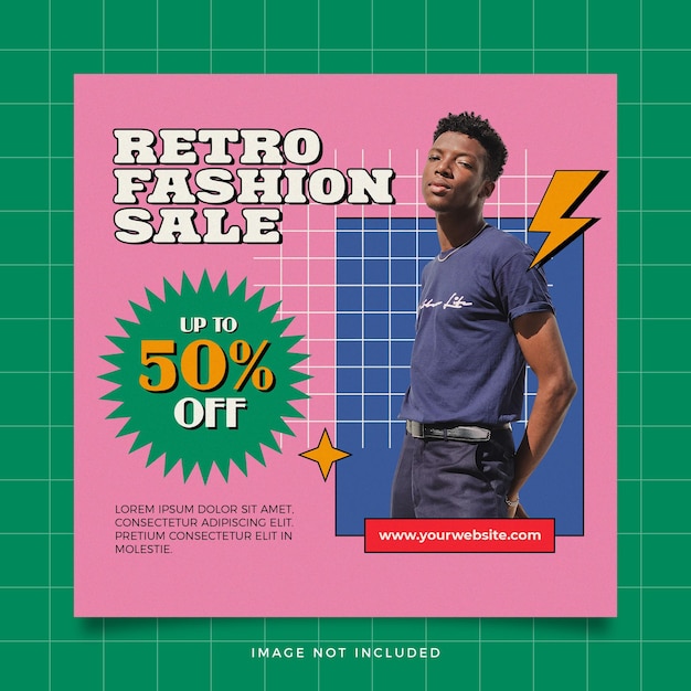 A pink poster that says'retro fashion sale'on it