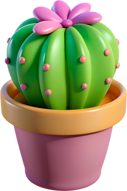 a pink pot with a cactus inside of it