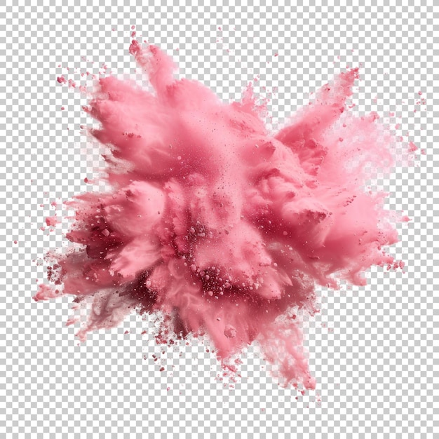 Pink powder explosion isolated on transparent background