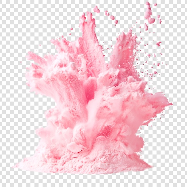 PSD a pink powder explosion splashes on a transparent background