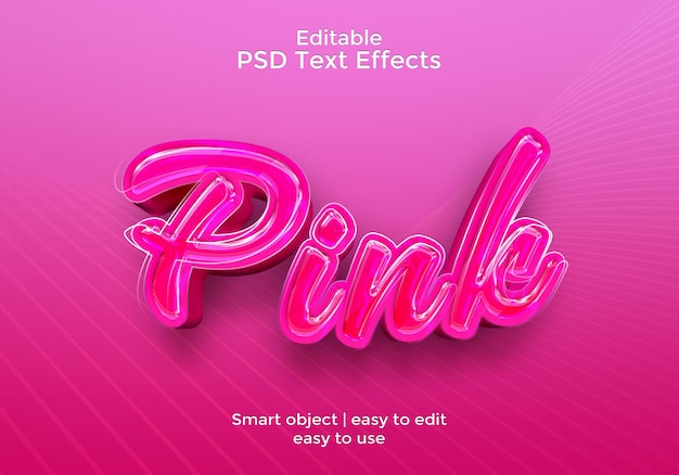 PInk PSD 3D Text Effect Fully Editable High Quality