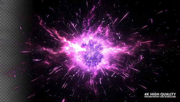 Pink and purple futuristic space particles in bright round energy structure