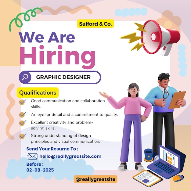 Pink and Purple Illustrative Job Vacancy Instagram Post 1