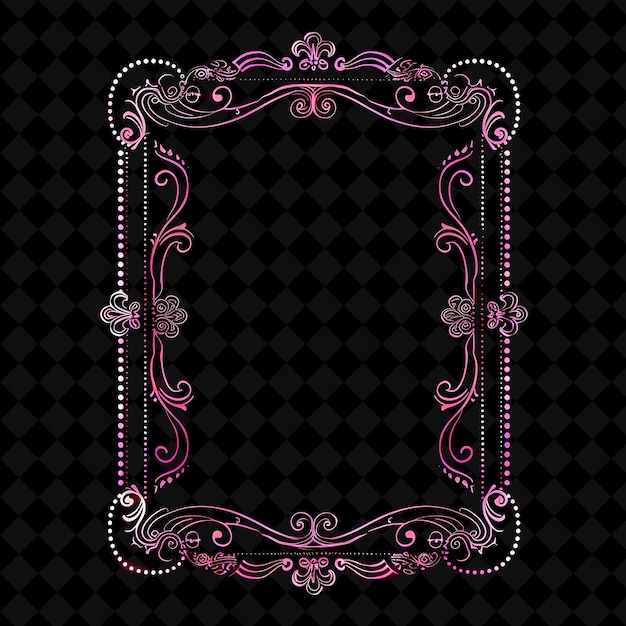 PSD pink and purple vintage frame on a black background